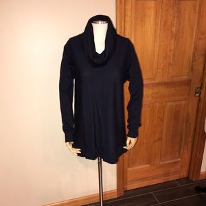 Joan Vass Navy Blue Cowl Neck Sweater